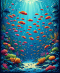 Vibrant Coral Reef Fish School Rug