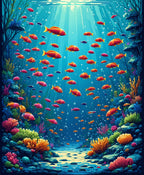 Vibrant Coral Reef Fish School Rug