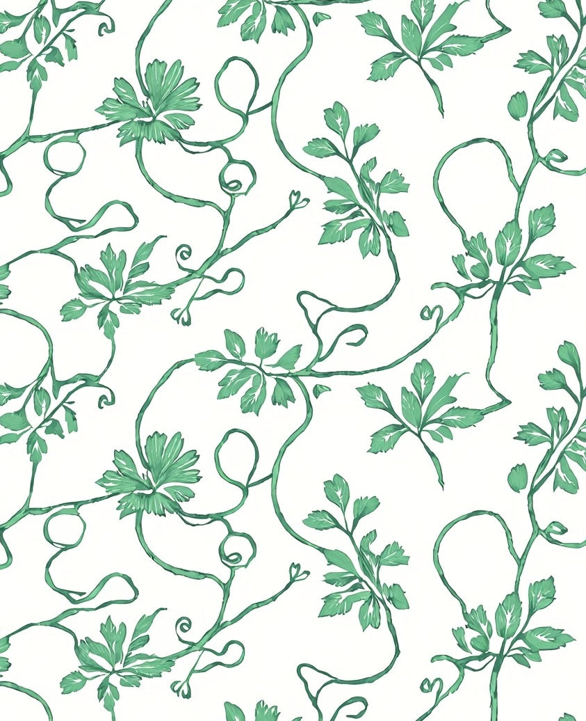 Vine Leaf Pattern With Green Accents Rug