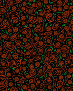 Abstract Orange Swirls Roses Design Rug