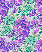 Vibrant Purple Teal Floral Pattern Rug