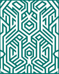 Teal Geometric Interlocking Abstract Pattern Rug