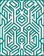 Teal Geometric Interlocking Abstract Pattern Rug