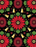 Red Green Floral Bells Mandala Rug