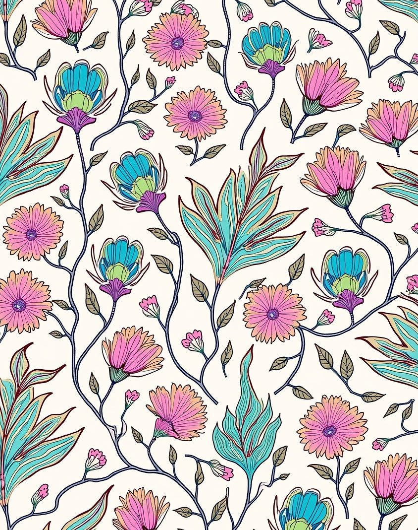 Artistic Floral Vine Pattern Rug