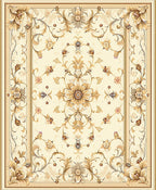 Ornate Floral Scroll Work Design Rug