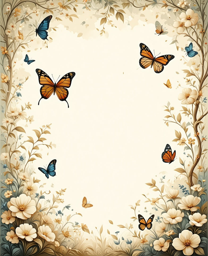 Whimsical Butterflies and Delicate Flowers Nature Rug