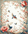 Birds and Blossoms Floral Garden Rug