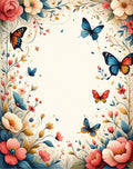 Whimsical Floral Butterfly Garden Design Rug