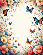 Whimsical Floral Butterfly Garden Design Rug