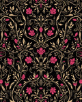 Black Floral Vines Pattern Rug