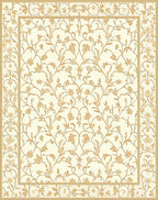 Cream Gold Floral Vine Scroll Rug