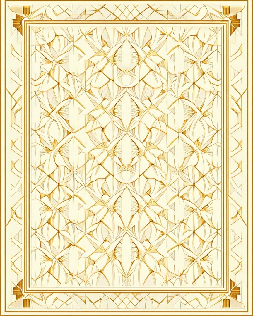 Regal Gold Floral Lattice Pattern Rug