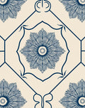 Chinoiserie Blue Floral Medallion Pattern Rug