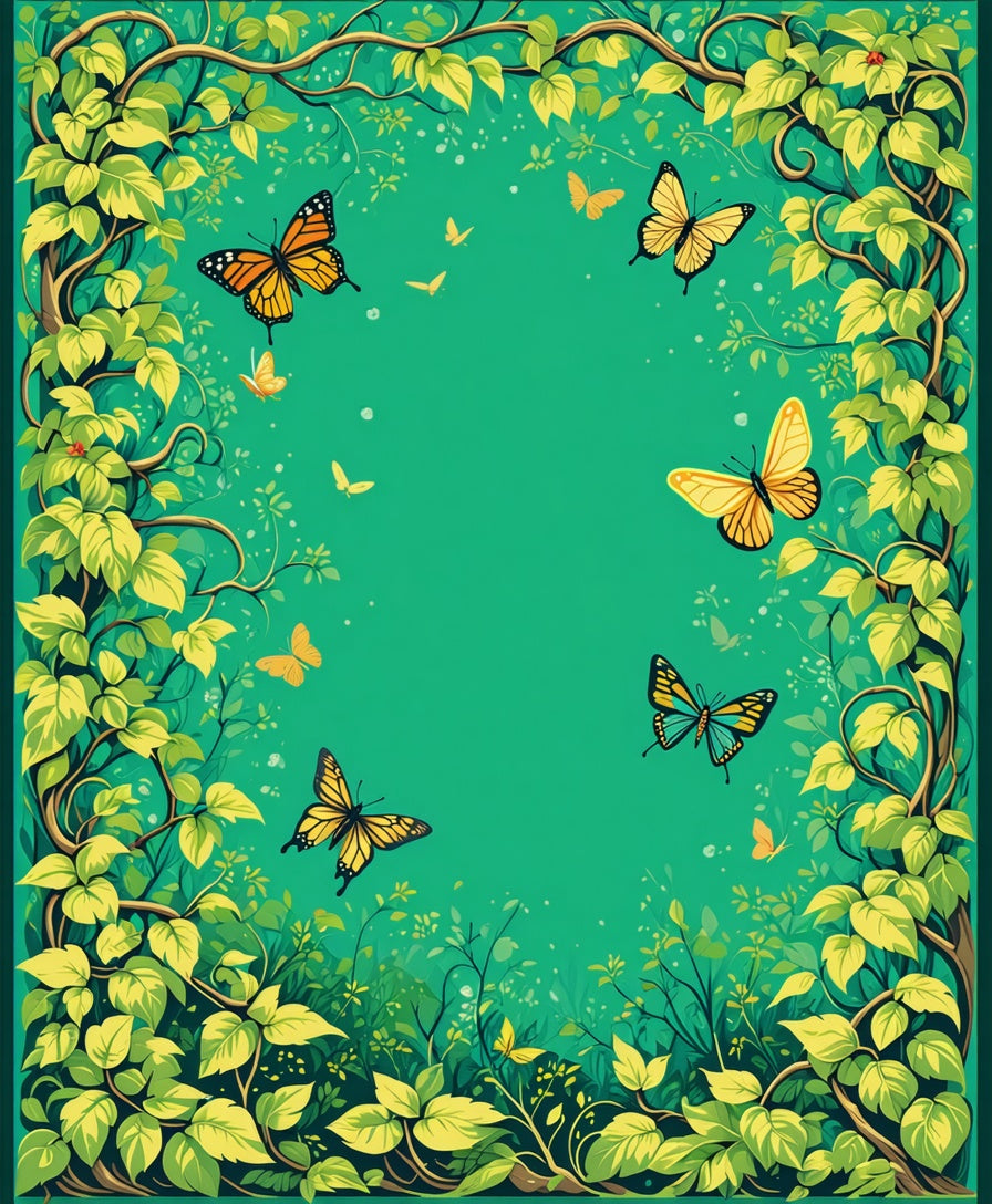 Emerald Glade Butterfly Garden Pattern Rug