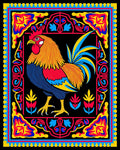 Bold Rooster Floral Frame Rug