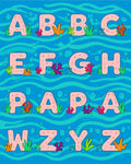 Underwater Alphabet And Coral Design Rug