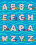 Underwater Alphabet And Coral Design Rug