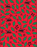 Retro Red Sleigh Holly Floral Rug