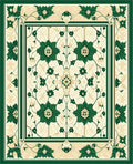Classic Green Floral Medallion Pattern Rug