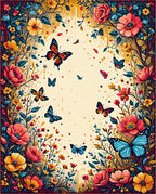 Vibrant Butterfly Floral Garden Pattern Rug