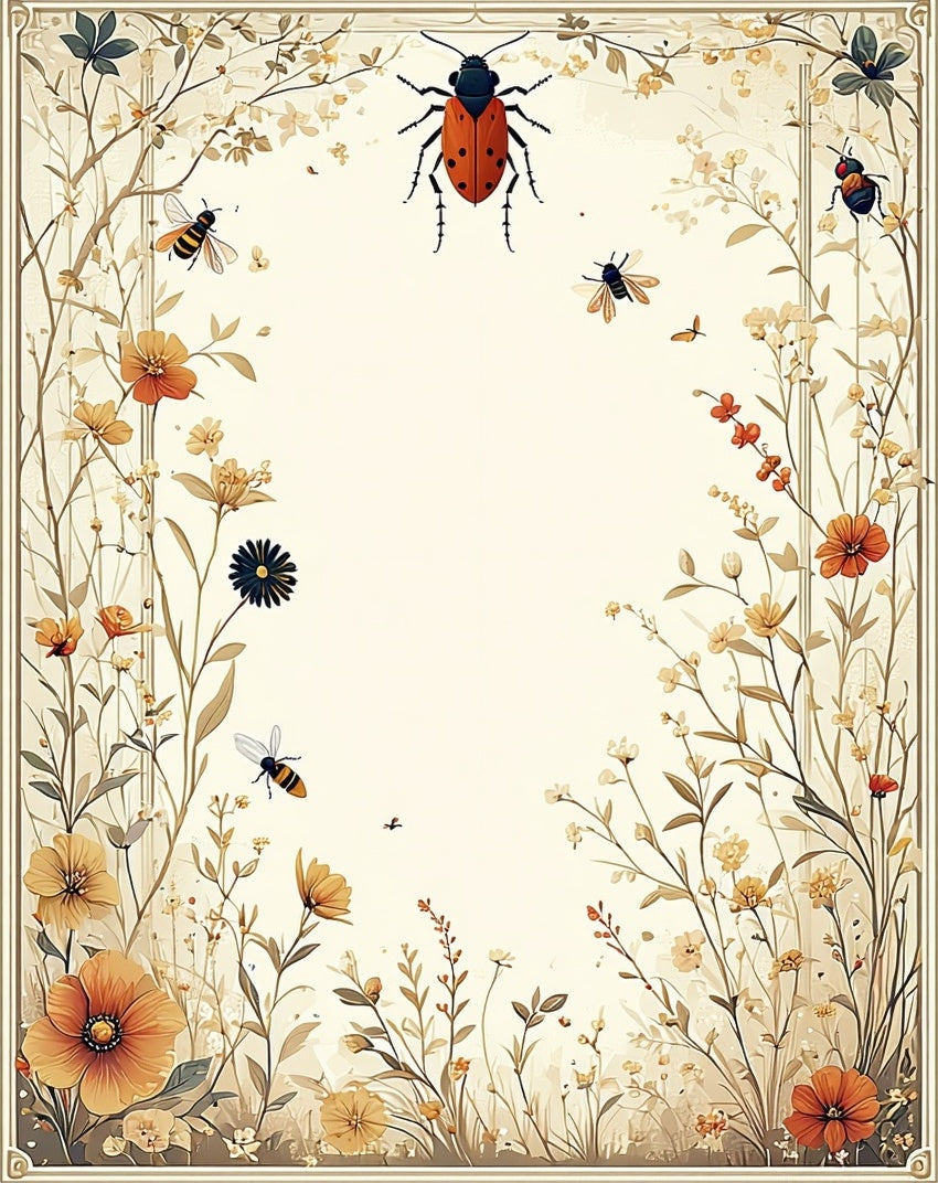 Enchanting Insect Floral Whimsical Design Rug