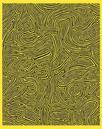 Abstract Yellow Black Maze Lines Design Rug