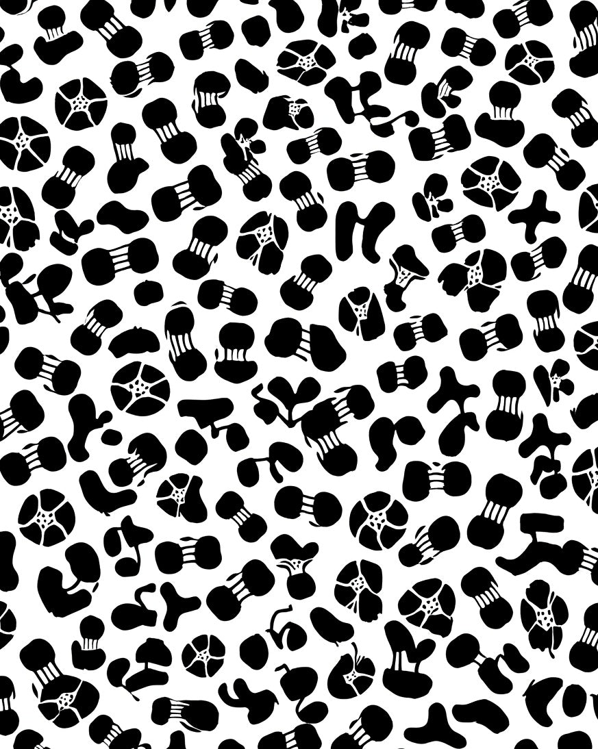 Abstract Black Ink Blob Pattern Rug