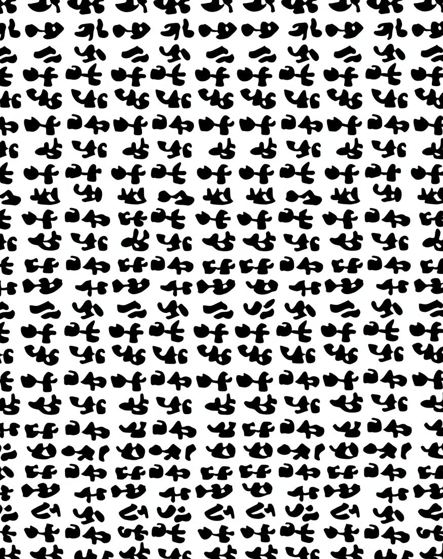 Abstract Black Character Pattern Rug