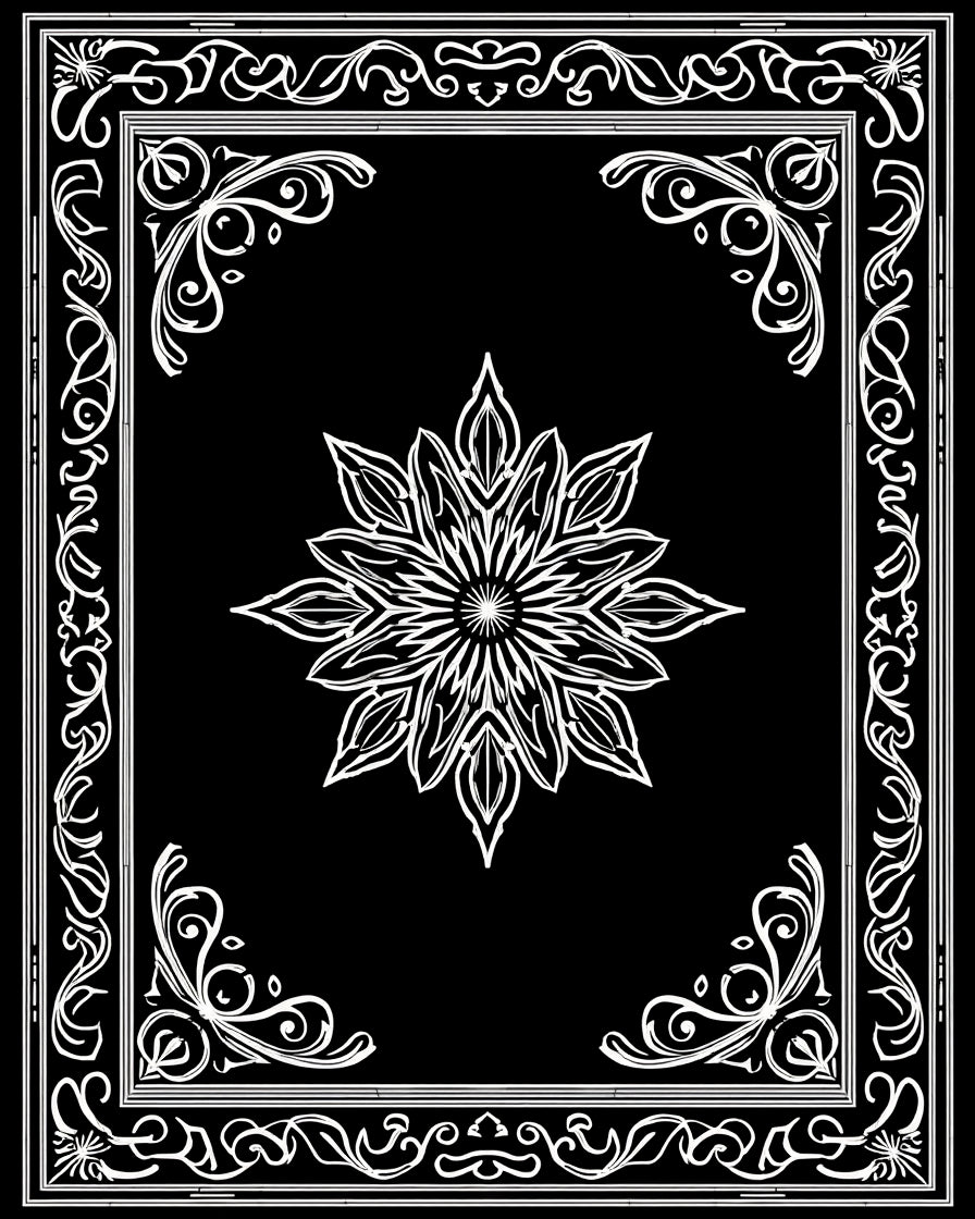 Vintage Floral Mandala Frame Design Rug