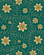 Floral Sunburst Teal Gold Rug