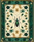 Emerald Insect Floral Art Nouveau Rug