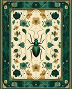 Emerald Insect Floral Art Nouveau Rug