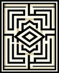 Geometric Maze Black Beige Pattern Rug