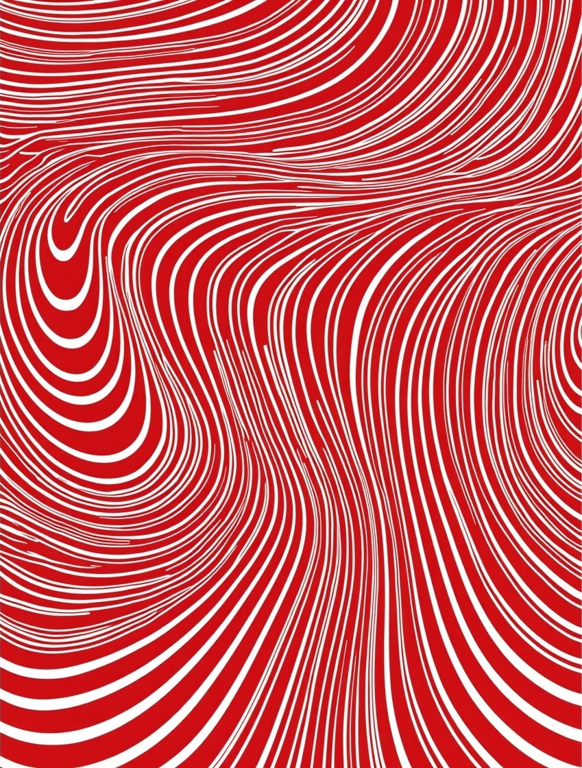 Red White Abstract Swirl Pattern Rug