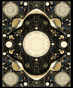 Intricate Golden Celestial Pattern Rug