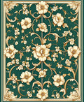Ornate Floral Scrollwork Pattern Rug