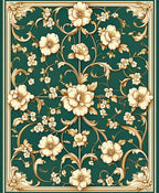 Ornate Floral Scrollwork Pattern Rug