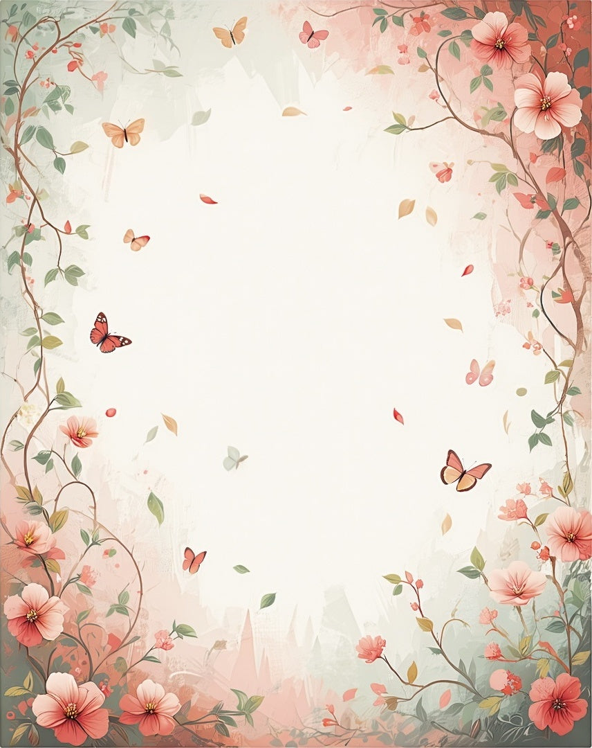 Whimsical Floral Butterflies Art Rug