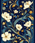 Midnight Floral Vines Stars Rug