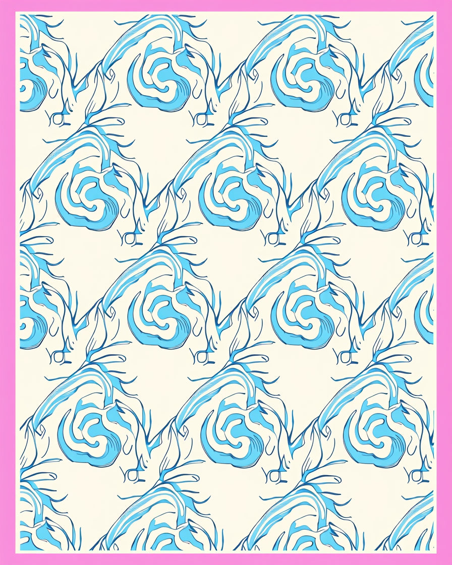 Elegant Blue Swirls Pattern Rug
