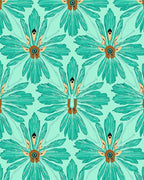 Abstract Teal Floral Design Rug