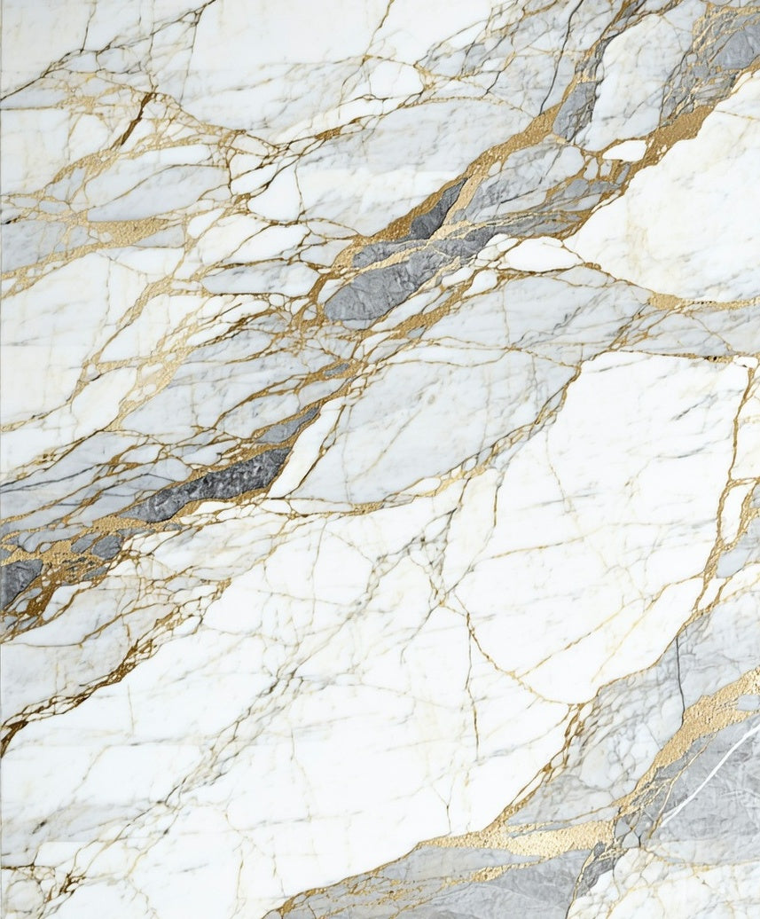 Luxury White Marble Gold Vein Pattern Rug