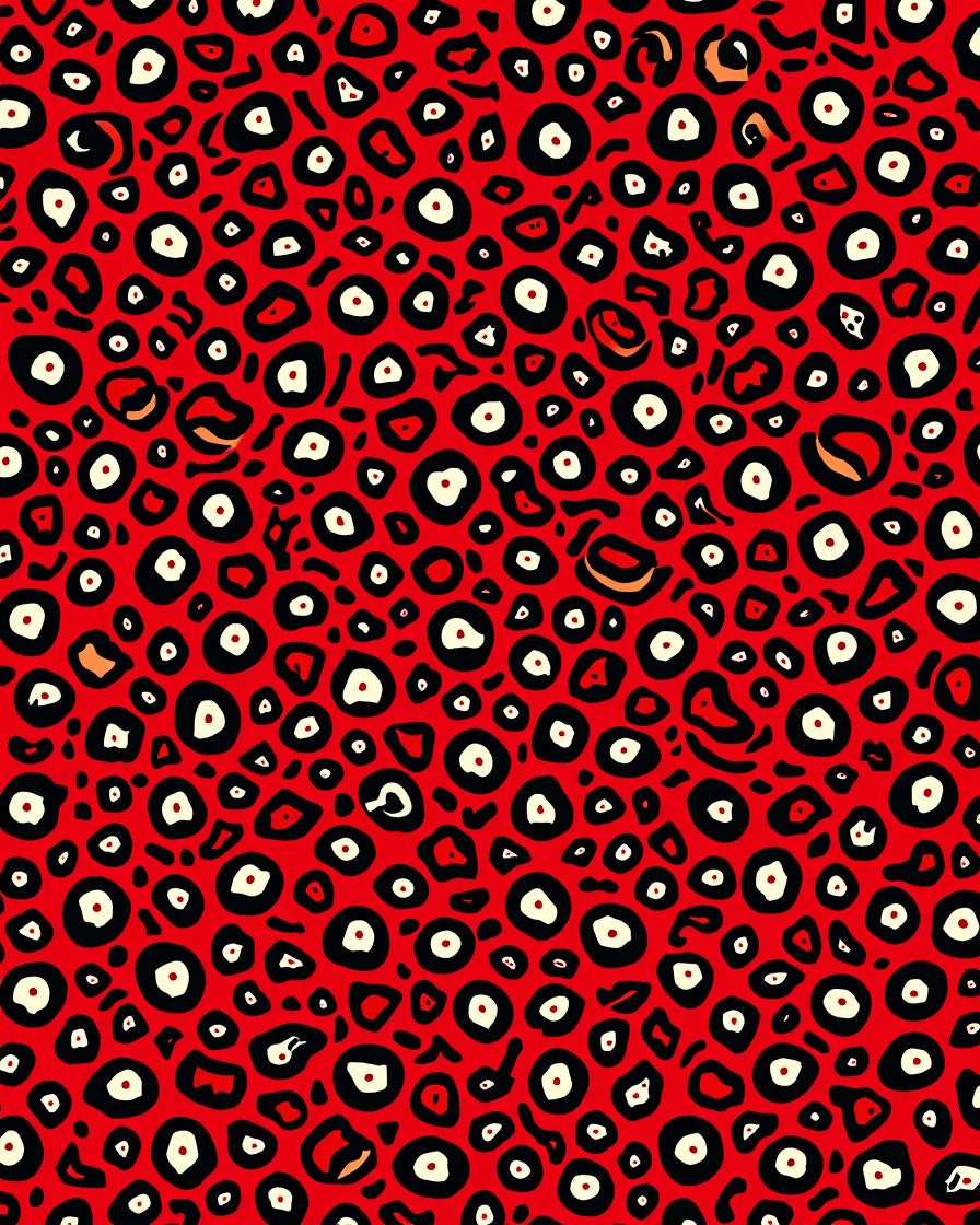 Bold Red Leopard Spot Pattern Rug