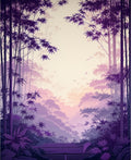 Misty Purple Bamboo Forest Landscape Rug