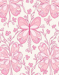 Pink Butterfly Floral Whimsical Pattern Rug