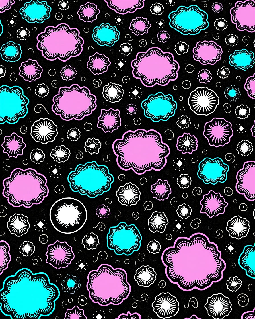 Pink Cyan Floral Whimsical Patchwork Rug