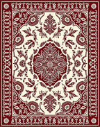 Exquisite Maroon Floral Medallion Ornament Rug