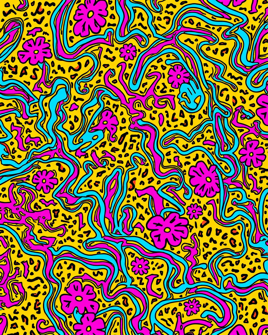 Vibrant Floral Leopard Swirl Pattern Rug