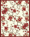 Crimson Floral Branch And Vine Design Rug